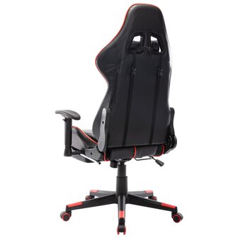 Gamestoel met voetensteun kunstleer zwart en rood