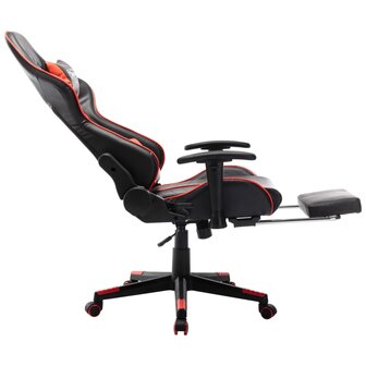 Gamestoel met voetensteun kunstleer zwart en rood