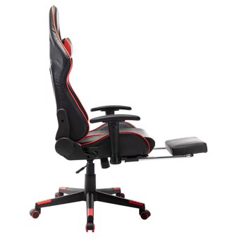 Gamestoel met voetensteun kunstleer zwart en rood