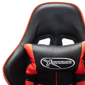Gamestoel met voetensteun kunstleer zwart en rood