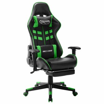 Gamestoel met voetensteun kunstleer zwart en groen