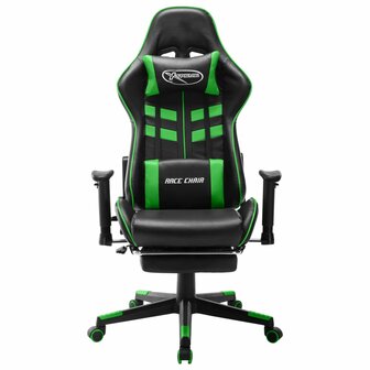 Gamestoel met voetensteun kunstleer zwart en groen