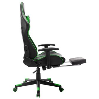 Gamestoel met voetensteun kunstleer zwart en groen