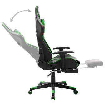 Gamestoel met voetensteun kunstleer zwart en groen