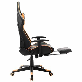 Gamestoel met voetensteun kunstleer zwart en oranje