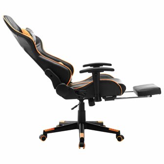 Gamestoel met voetensteun kunstleer zwart en oranje