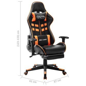 Gamestoel met voetensteun kunstleer zwart en oranje
