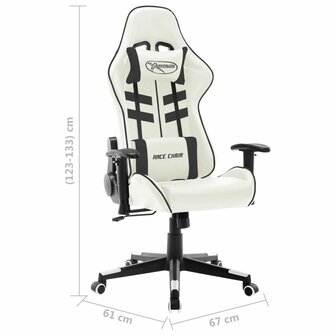 Gamestoel kunstleer wit en zwart