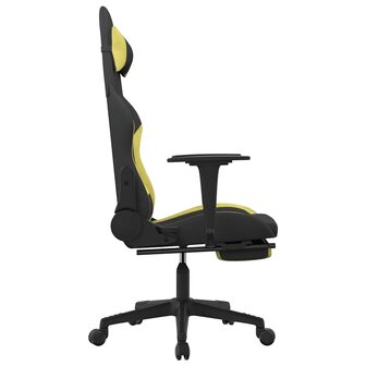 Massage gamestoel met voetensteun stof zwart en lichtgroen