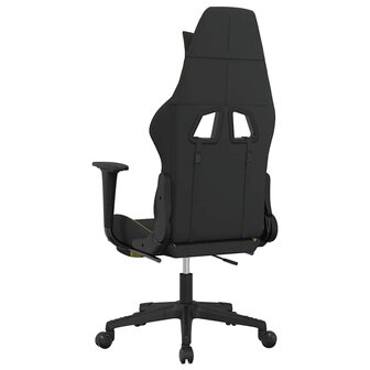 Massage gamestoel met voetensteun stof zwart en lichtgroen