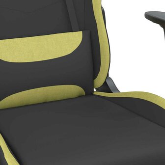 Massage gamestoel met voetensteun stof zwart en lichtgroen
