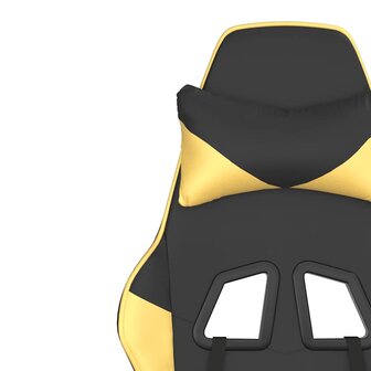 Massage gamestoel met voetensteun kunstleer zwart/goudkleurig