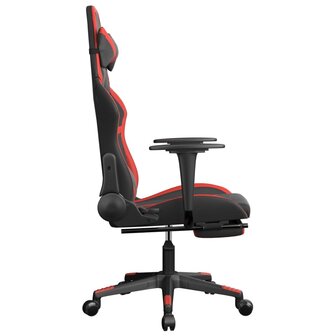 Gamestoel met voetensteun kunstleer zwart en rood