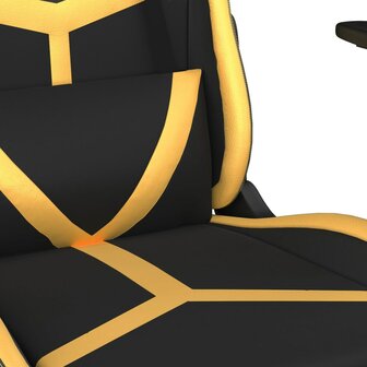 Gamestoel met voetensteun kunstleer zwart en goudkleurig