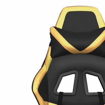 Gamestoel met voetensteun kunstleer zwart en goudkleurig
