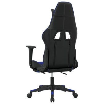Gamestoel met voetensteun kunstleer zwart en blauw