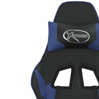 Gamestoel met voetensteun kunstleer zwart en blauw