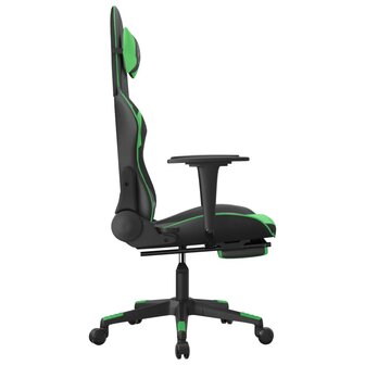 Gamestoel met voetensteun kunstleer zwart en groen