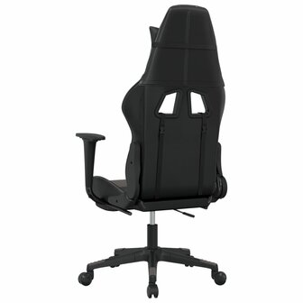 Gamestoel met voetensteun kunstleer zwart en grijs
