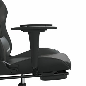 Gamestoel met voetensteun kunstleer zwart en grijs