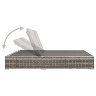 Ligbed tweepersoons poly rattan grijs