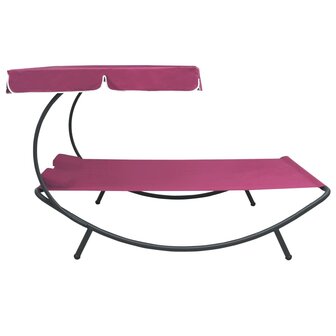 Loungebed met luifel en kussens roze