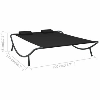 Loungebed stof zwart