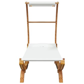 Loungebed met luifel 100x190x134 cm massief gebogen hout cr&egrave;me