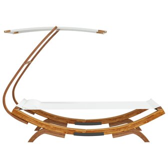 Loungebed met luifel 100x190x134 cm massief gebogen hout cr&egrave;me