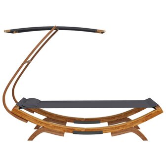 Loungebed met luifel 100x190x134 cm gebogen hout antracietkleur