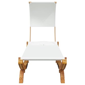 Loungebed met luifel 100x200x126 cm massief gebogen hout cr&egrave;me