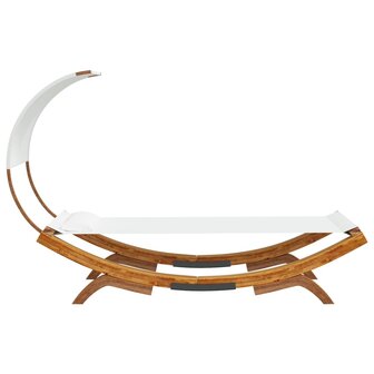 Loungebed met luifel 100x200x126 cm massief gebogen hout cr&egrave;me