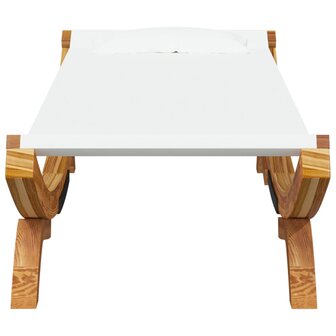 Loungebed 100x188,5x44 cm massief gebogen hout cr&egrave;mekleurig