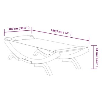 Loungebed 100x188,5x44 cm massief gebogen hout antracietkleurig