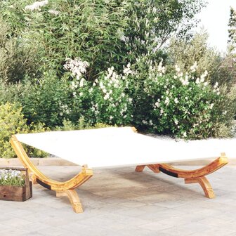 Loungebed 165x188,5x46 cm massief gebogen hout cr&egrave;mekleurig