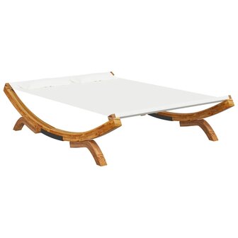 Loungebed 165x188,5x46 cm massief gebogen hout cr&egrave;mekleurig