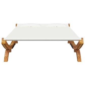 Loungebed 165x188,5x46 cm massief gebogen hout cr&egrave;mekleurig