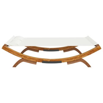 Loungebed 165x188,5x46 cm massief gebogen hout cr&egrave;mekleurig