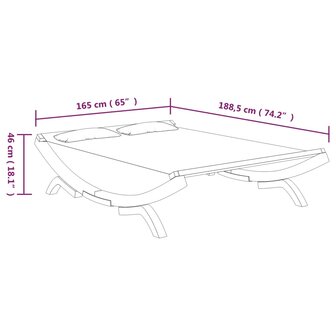 Loungebed 165x188,5x46 cm massief gebogen hout antracietkleurig