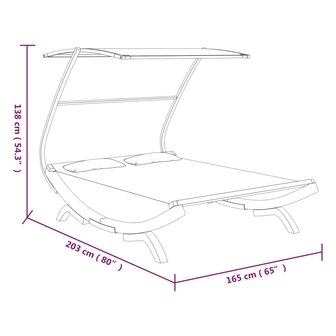 Loungebed met luifel 165x203x138 cm massief gebogen hout cr&egrave;me