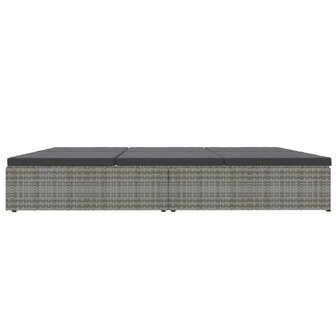 Ligbed met kussens converteerbaar poly rattan donkergrijs