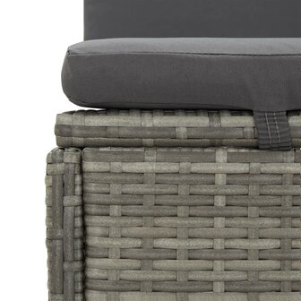 Ligbed met kussens converteerbaar poly rattan donkergrijs
