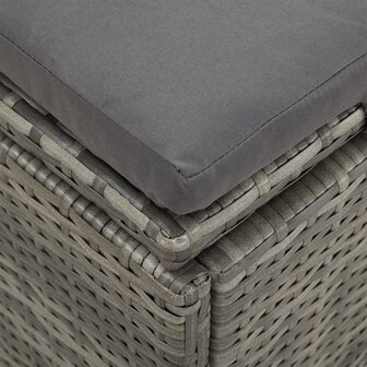 Ligbed met kussens converteerbaar poly rattan donkergrijs
