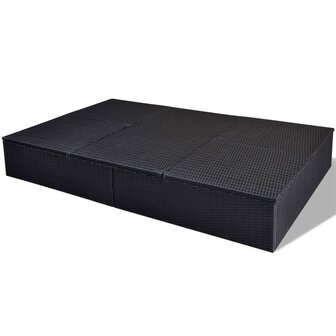Ligbed tweepersoons met kussen poly rattan zwart