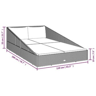 Tuinbed 110x200 cm poly rattan bruin