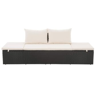 Tuinbed 195x60 cm poly rattan zwart