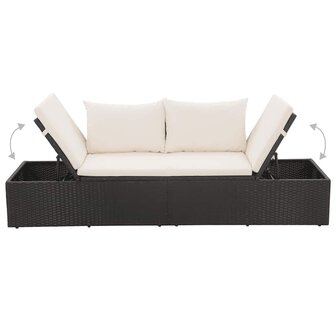 Tuinbed 195x60 cm poly rattan zwart