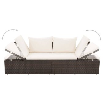 Tuinbed 195x60 cm poly rattan bruin