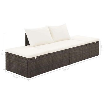 Tuinbed 195x60 cm poly rattan bruin