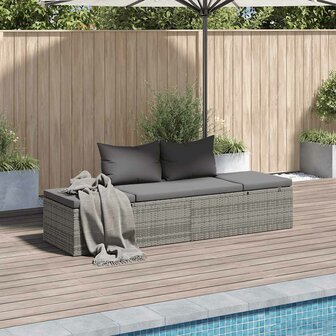 Tuinbed 195x60 cm poly rattan grijs